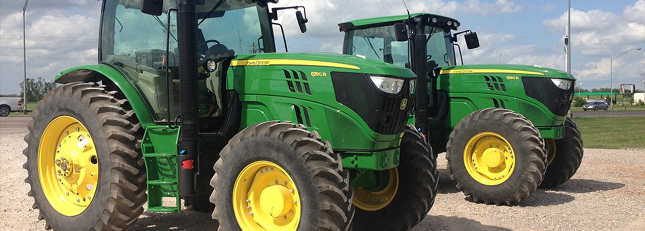 Green John Deere tractors